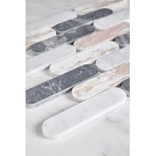 Isiah Honed Pink & Grey Tic Tac Marble Mosaic Tile